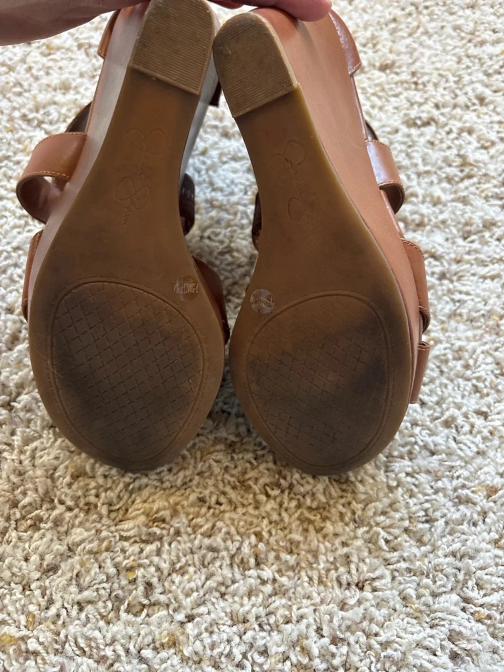 Jessica Simpson Jadyn Platform Sandals - Sz. 7.5 Lt Luggage Zip